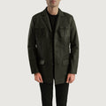 Men's Green Genuine Leather Blazer