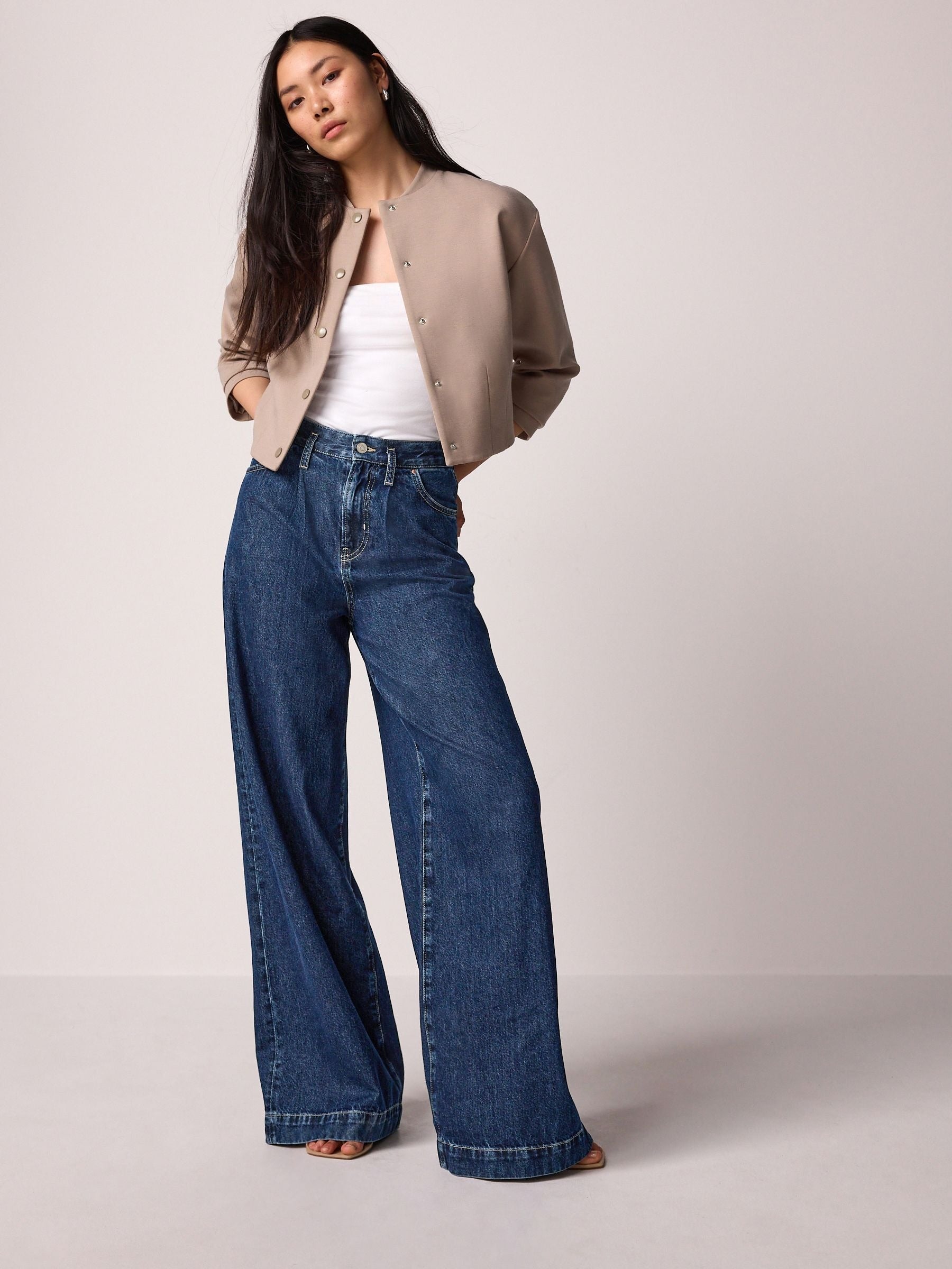 Women Rinse Wash Palazzo Wide Leg 100% Cotton Jeans – Stylish Pakistani Denim for Everyday Comfort