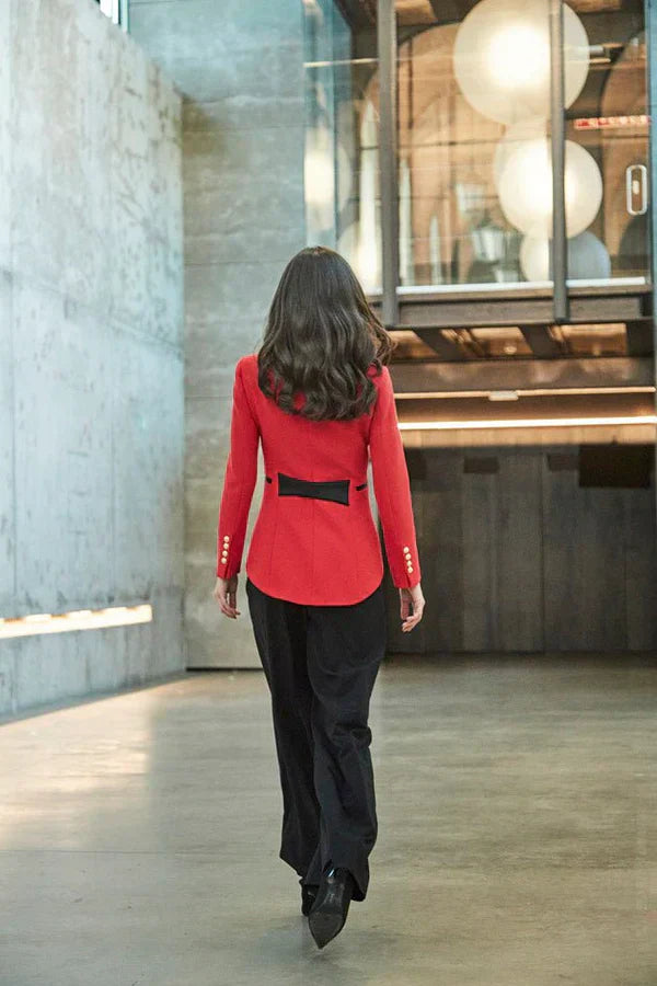 Ace Black Red Military Women Blazer