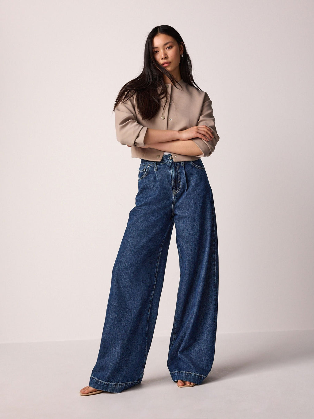 Women Rinse Wash Palazzo Wide Leg 100% Cotton Jeans – Stylish Pakistani Denim for Everyday Comfort