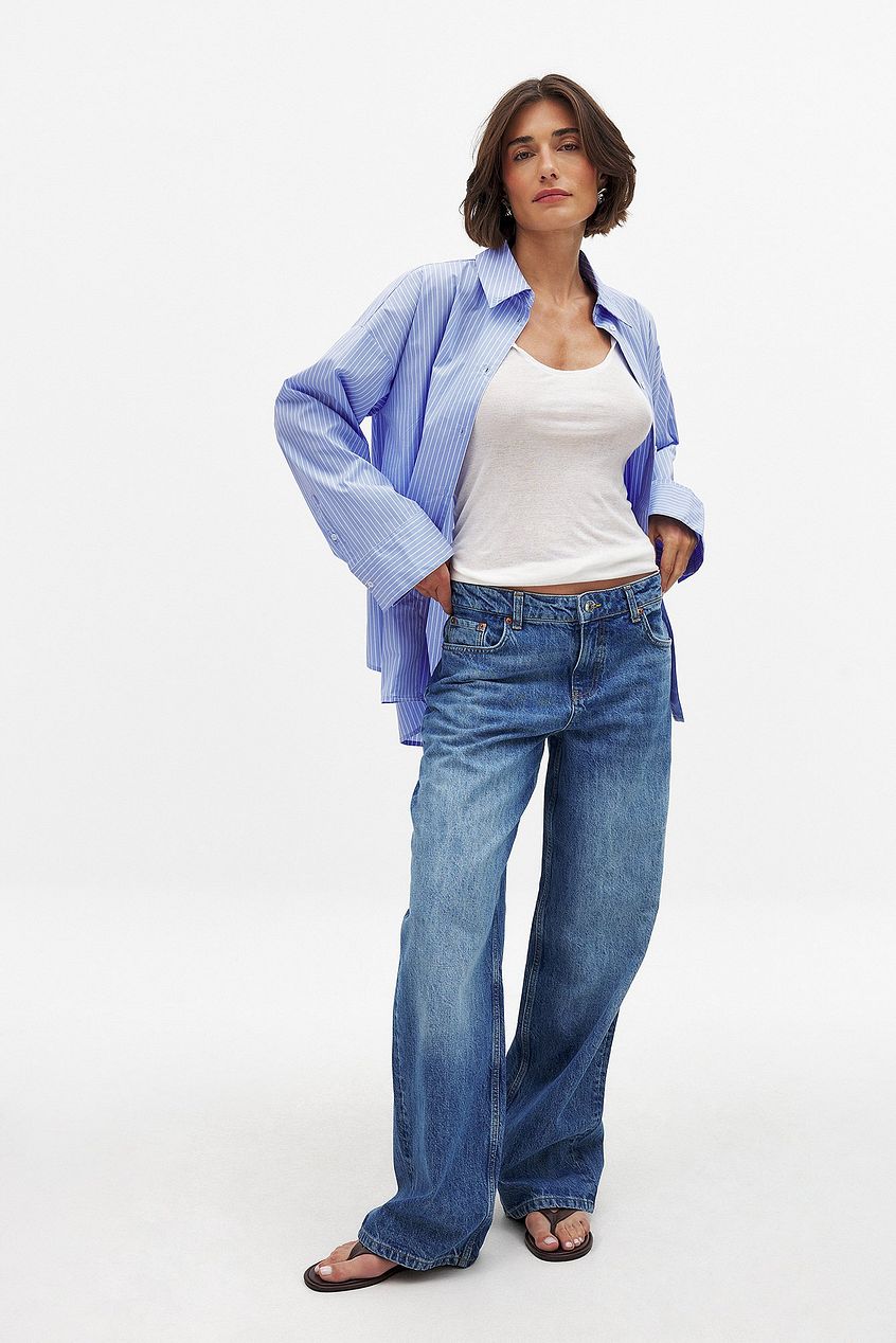 Women Mid Waist Loose Straight Denim – Comfortable Mid-Rise Straight-Leg Jeans for Everyday Pakistani Style | HARCHIZ