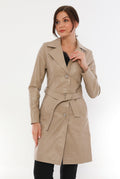 HARCHIZ Beige Premium Leather Trench Coat For Women