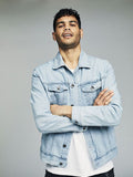Blue Spread Collar Washed Denim Jacket – Stylish, Breathable Streetwear for Pakistani Men | HARCHIZ
