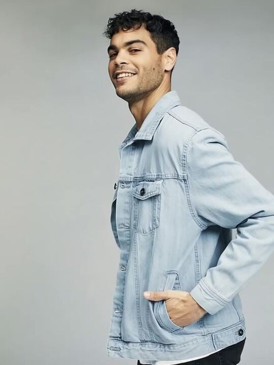 Blue Spread Collar Washed Denim Jacket – Stylish, Breathable Streetwear for Pakistani Men | HARCHIZ