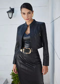 Black Crop Women Biker Leather Jacket