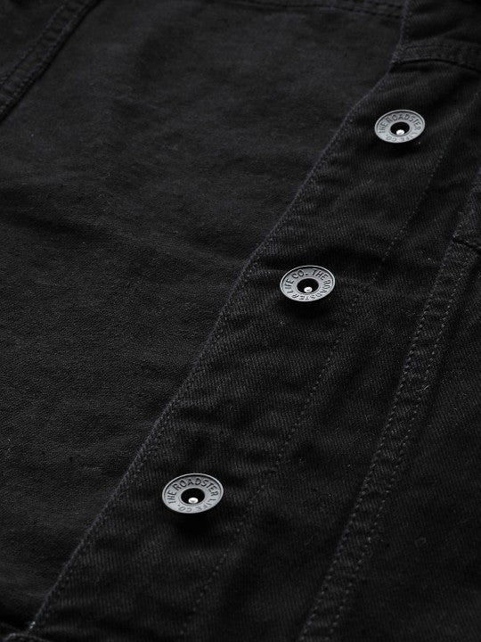 Harchiz Women Pure Cotton Black Denim Jacket – Classic Everyday Style