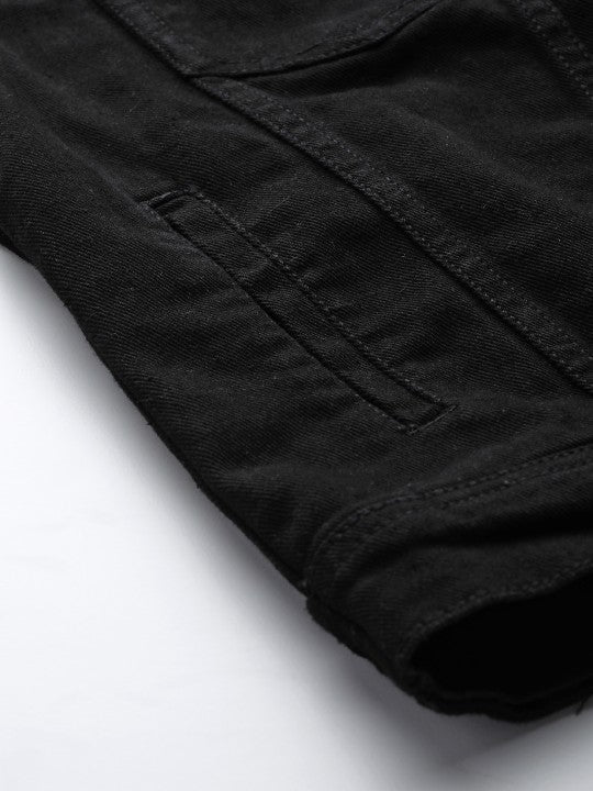Harchiz Women Pure Cotton Black Denim Jacket – Classic Everyday Style