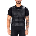 HARCHIZ Revolver Genuine Leather Motorcycle Vest for Men