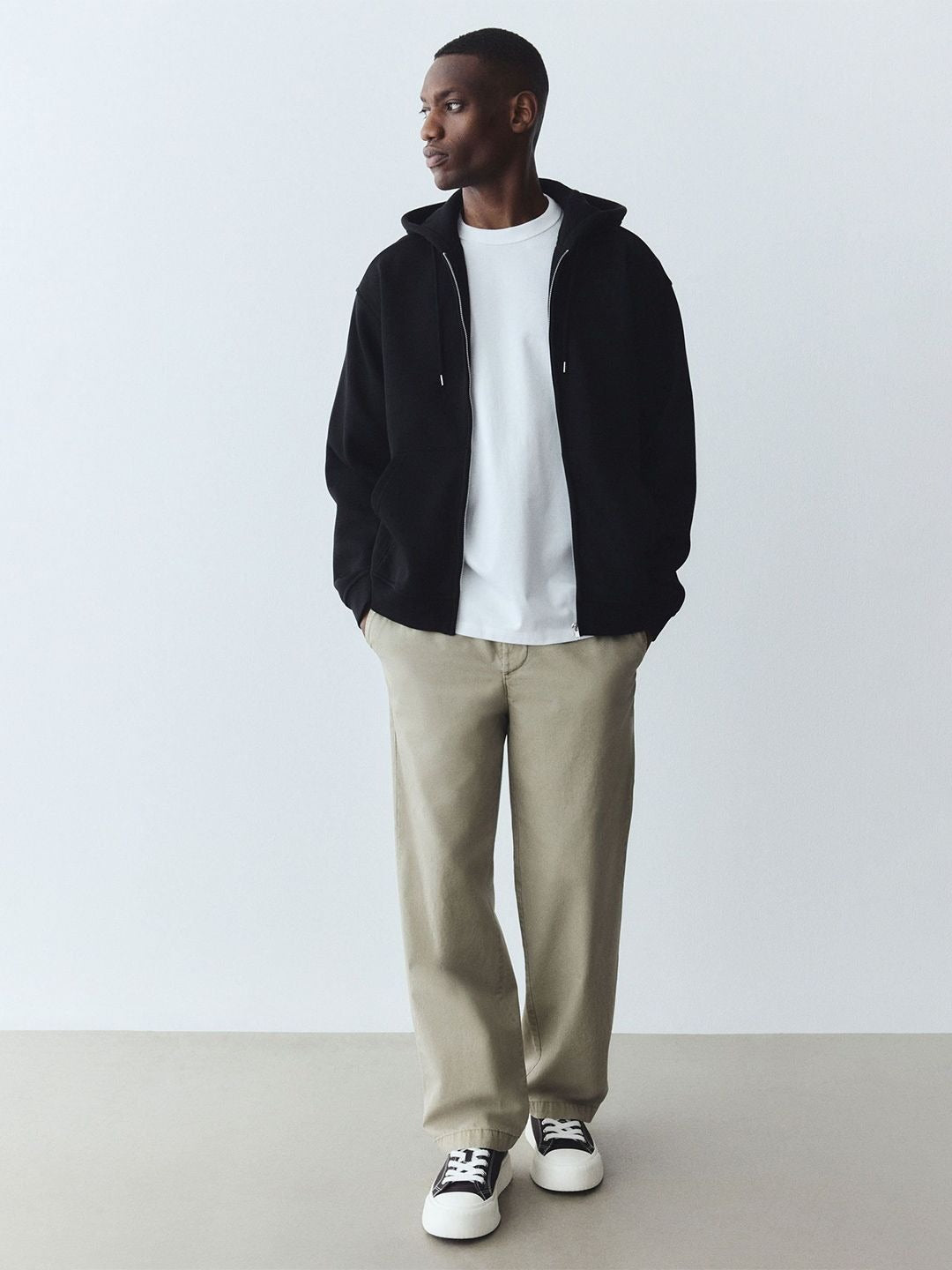 Men Loose Fit Zip-Through Hoodie – Casual Cotton Zipper Sweatshirt for Pakistan | HARCHIZ