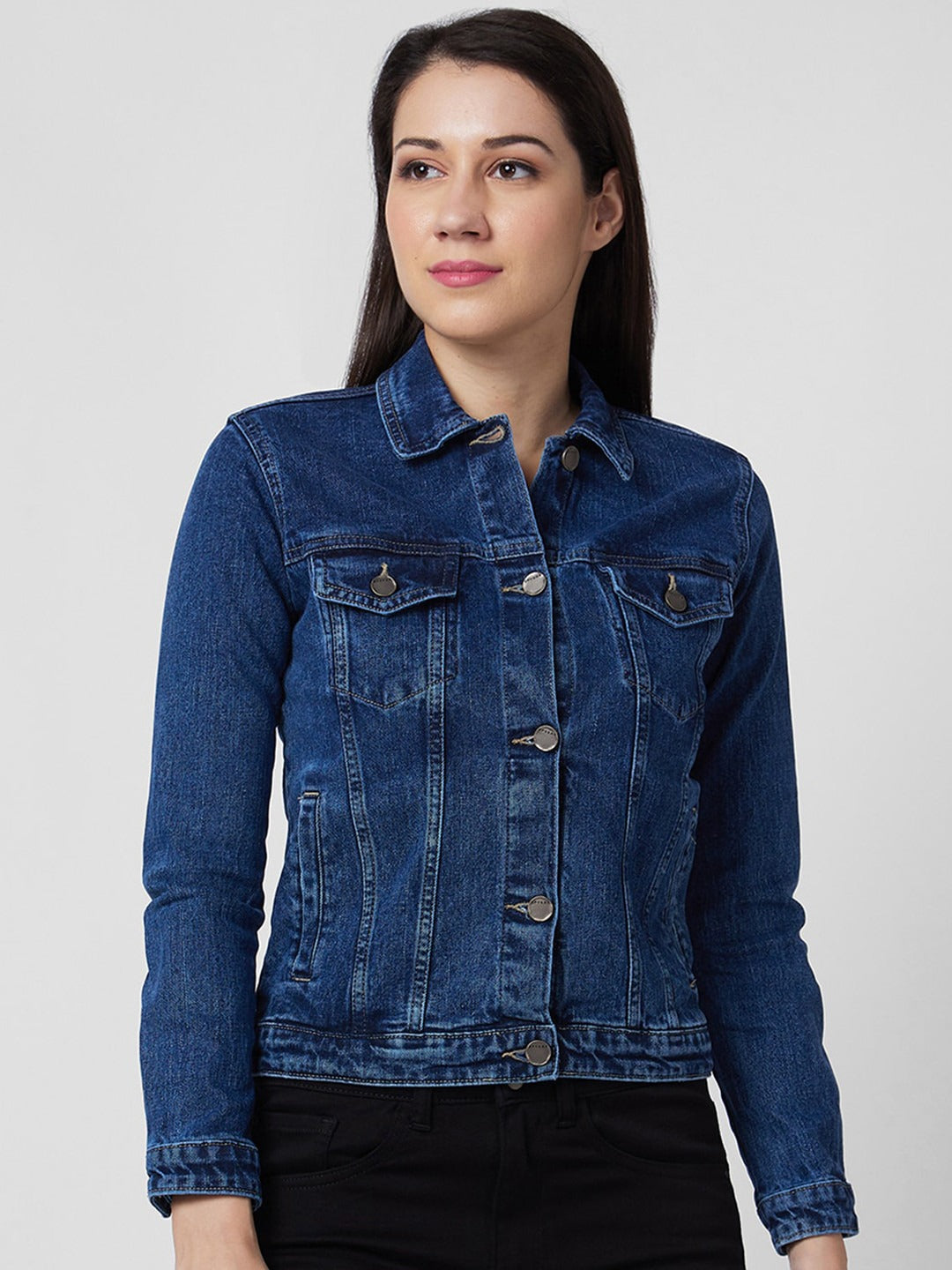 Washed Cotton Crop Denim Jacket for Women – Trendy Casual Outerwear in Pakistan | HARCHIZ