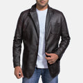 HARCHIZ Wine Black Leather Blazer