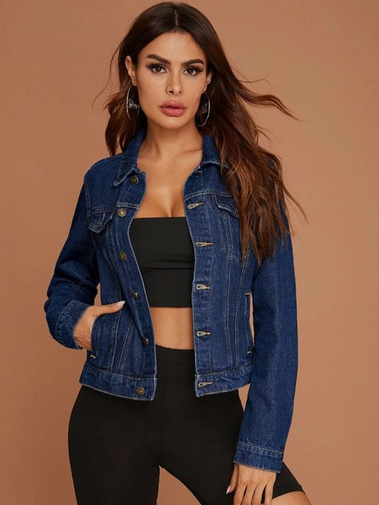 Harchiz Women Washed Crop Denim Jacket – Trendy Casual Streetwear Style