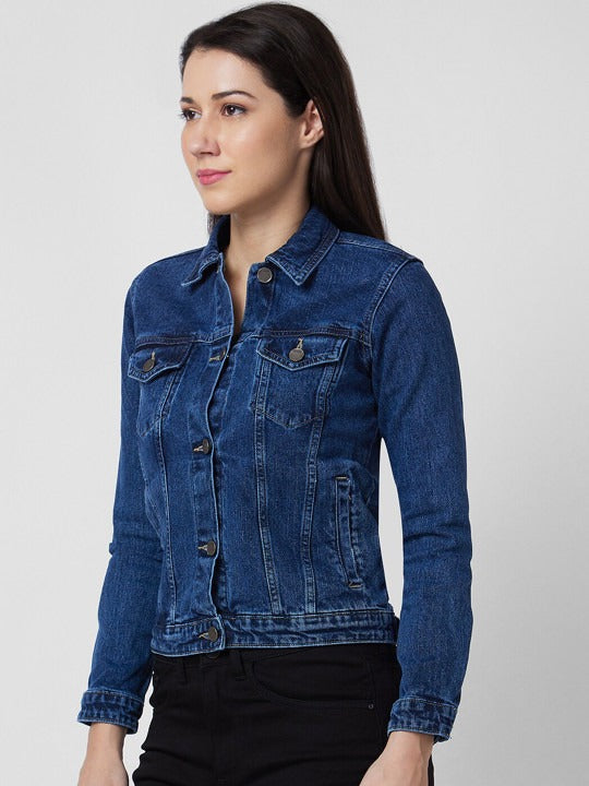 Washed Cotton Crop Denim Jacket for Women – Trendy Casual Outerwear in Pakistan | HARCHIZ