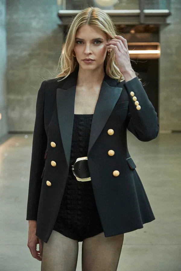 Ace Double-Breasted Blazer with Satin Lapel