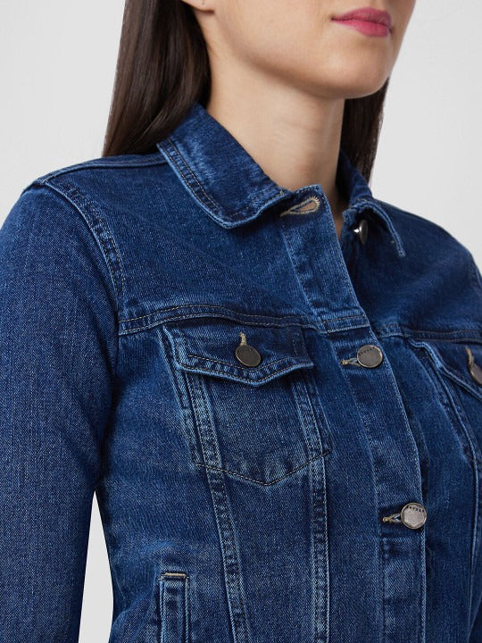 Washed Cotton Crop Denim Jacket for Women – Trendy Casual Outerwear in Pakistan | HARCHIZ