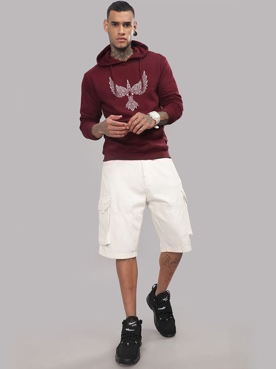 Men Printed Cotton Hooded Sweatshirt – Stylish & Comfortable Hoodie in Pakistan