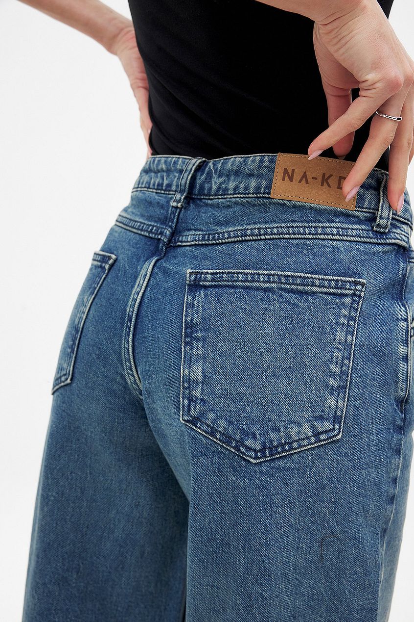Women Low Waist Wide Leg Jeans with Seam Details – Trendy Low-Rise Baggy Denim, Structured Seams for Shape | HARCHIZ