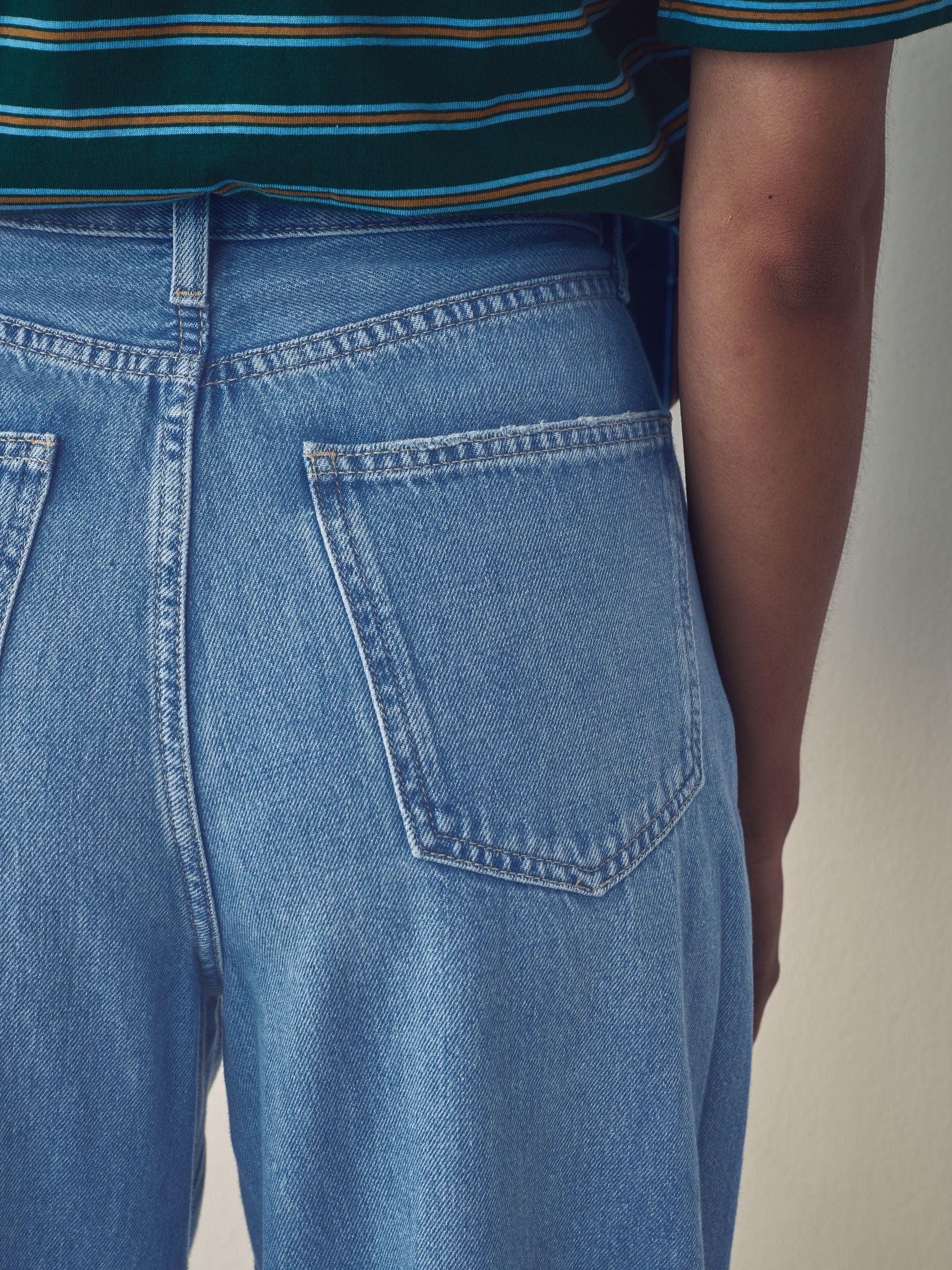 Women Mid Blue Palazzo Wide Leg 100% Cotton Jeans – Trendy Palazzo Denim for Pakistani Women | HARCHIZ