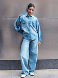 Women Mid Blue Wide Leg Jeans – Trendy, Comfortable & Stylish Denim Pants in Pakistan