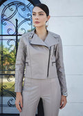 Women's Grey Biker Leather Jacket