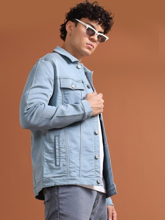 Men Solid Long Sleeves Denim Jacket – Premium Cotton Outerwear for Pakistan’s Urban Style | HARCHIZ