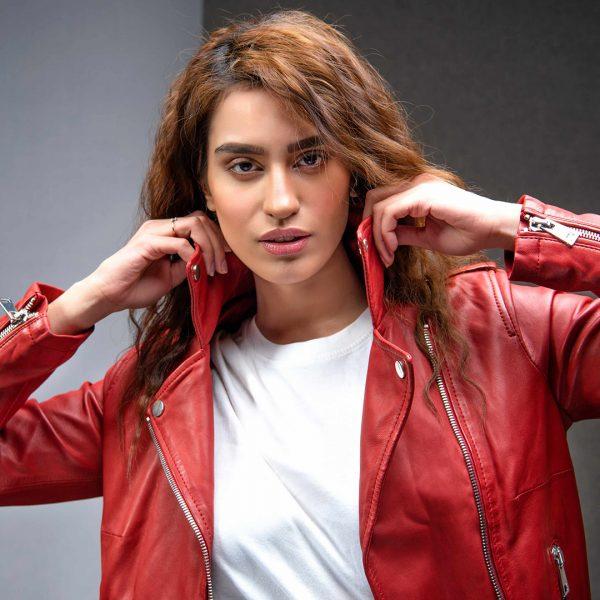 Ace Red Genuine Women Leather Jacket