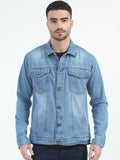 Men Spread Collar Faux Fur Trim Denim Jacket – Winter Essential for Pakistani Men | HARCHIZ