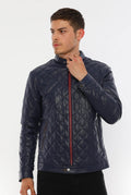 Leonardo Blue Genuine Leather Jacket
