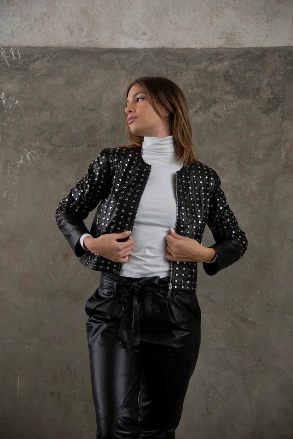 Black Julia Biker Leather Jacket