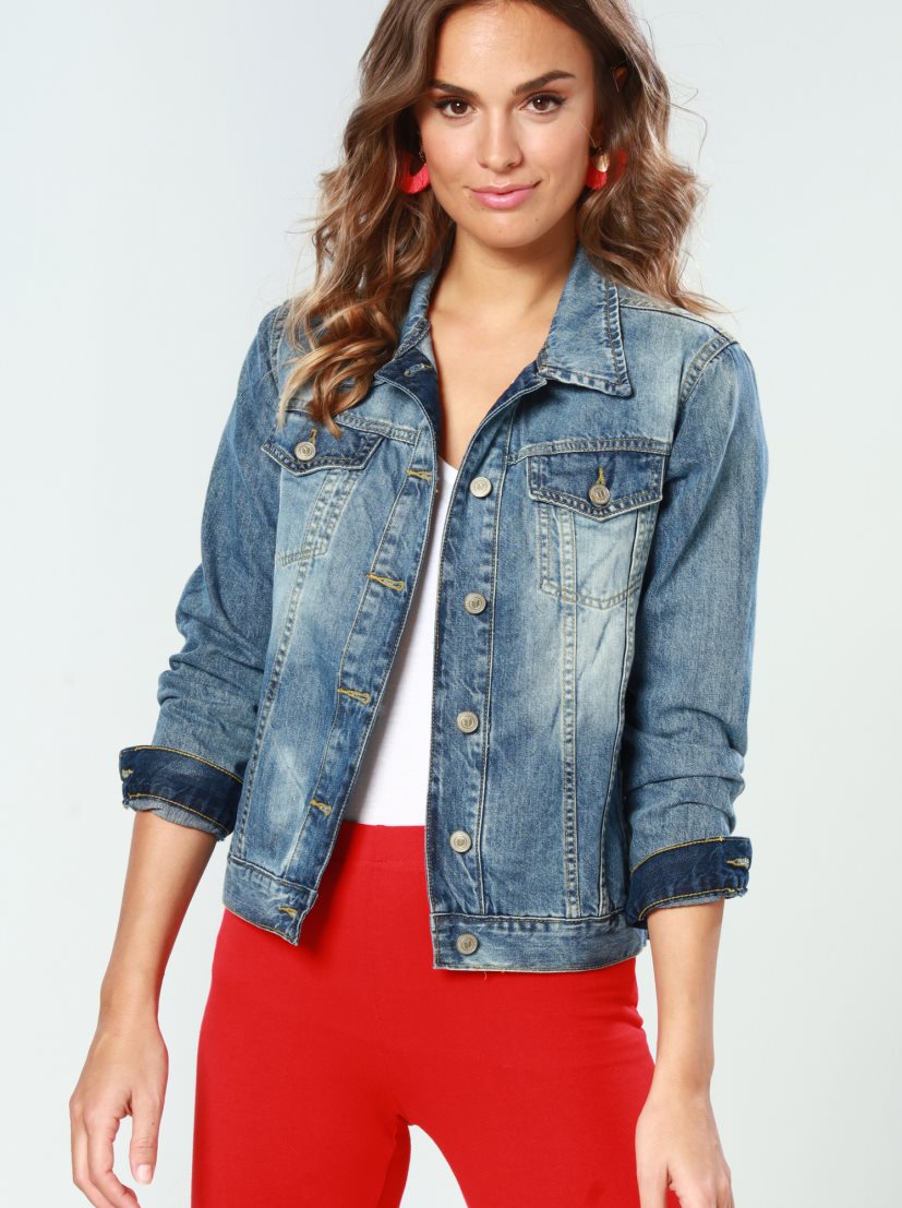 Harchiz Women Blue Solid Casual Denim-Style Jacket