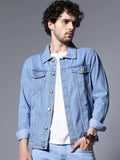 Men Washed Outdoor Denim Jacket with Embroidered Details – Rugged Pakistani Streetwear by HARCHIZ