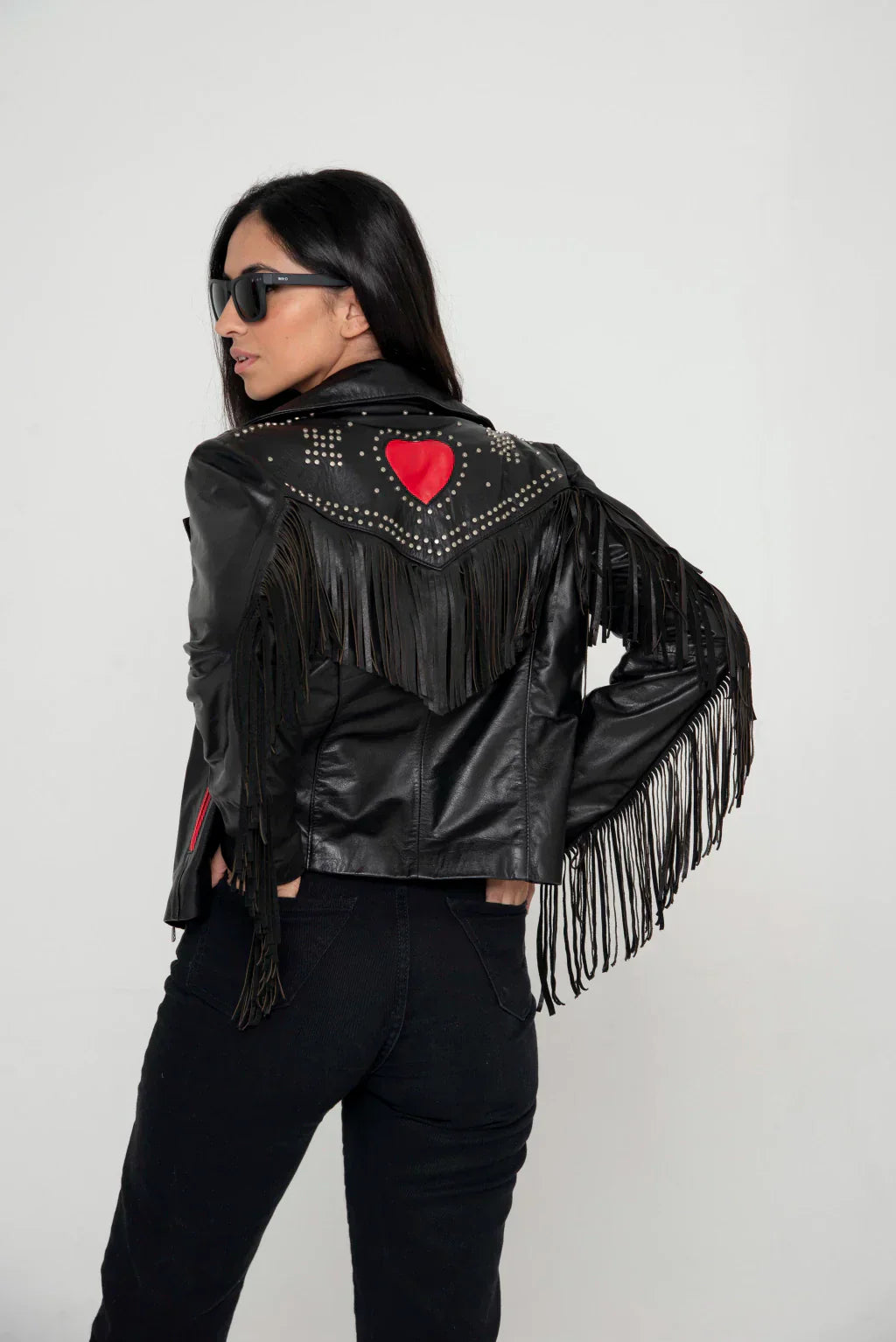Black Bohemian Biker Leather Jacket