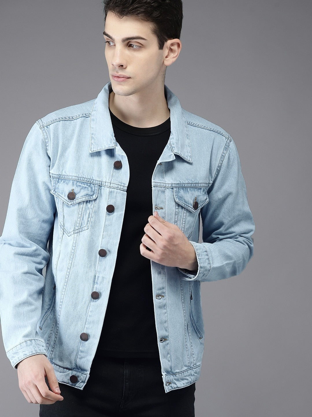 Men Solid Denim Jacket – Classic Outerwear for Pakistani Street Style | HARCHIZ