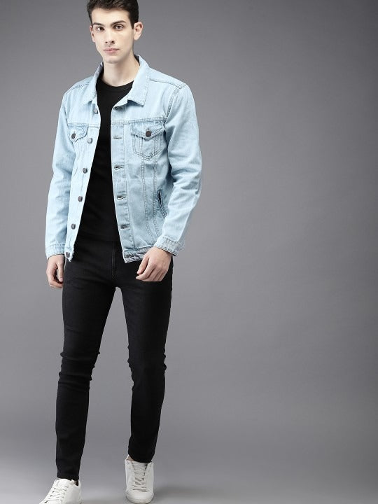 Men Solid Denim Jacket – Classic Outerwear for Pakistani Street Style | HARCHIZ