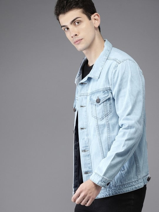 Men Solid Denim Jacket – Classic Outerwear for Pakistani Street Style | HARCHIZ