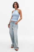 Women Loose Low Waist Long Jeans – Baggy Low-Rise Denim, Relaxed Fit Streetwear | DOCACCA