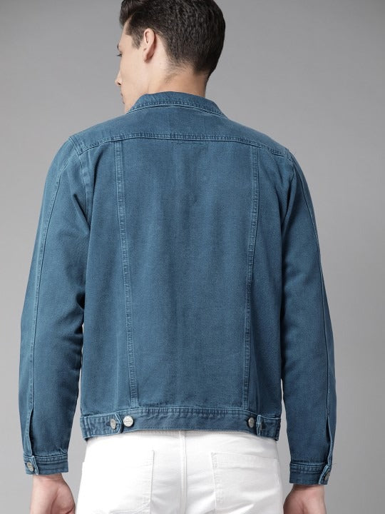 Men Navy Blue Solid Denim Jacket – Versatile Cotton Outerwear for Pakistani Weather | HARCHIZ