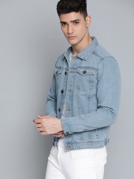 Men Blue Cotton Denim Jacket – Breathable, Stylish Outerwear for All Pakistani Seasons | HARCHIZ