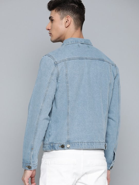 Men Blue Cotton Denim Jacket – Breathable, Stylish Outerwear for All Pakistani Seasons | HARCHIZ