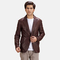 HARCHIZ Quilted Maroon Premium Leather Blazer