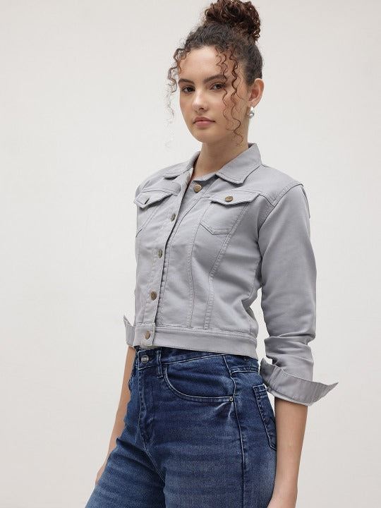 Women Crop Denim Jacket – Trendy Short-Length Outerwear for Pakistani Fashion | HARCHIZ