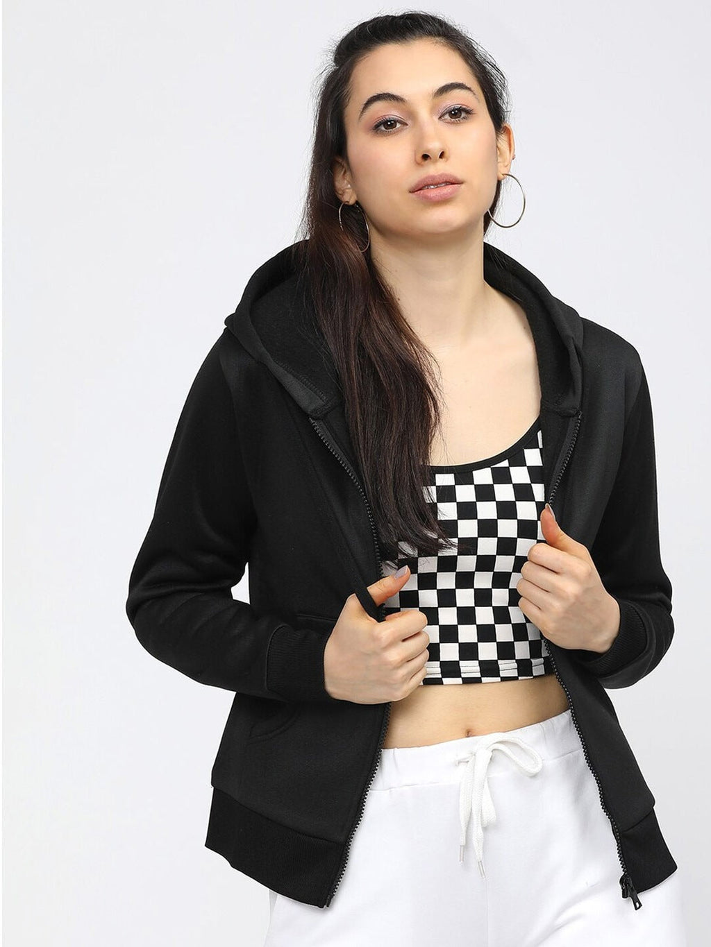 Women Black Hooded Sweatshirt – Cozy Lightweight Hoodie for Pakistan | DOCACCA