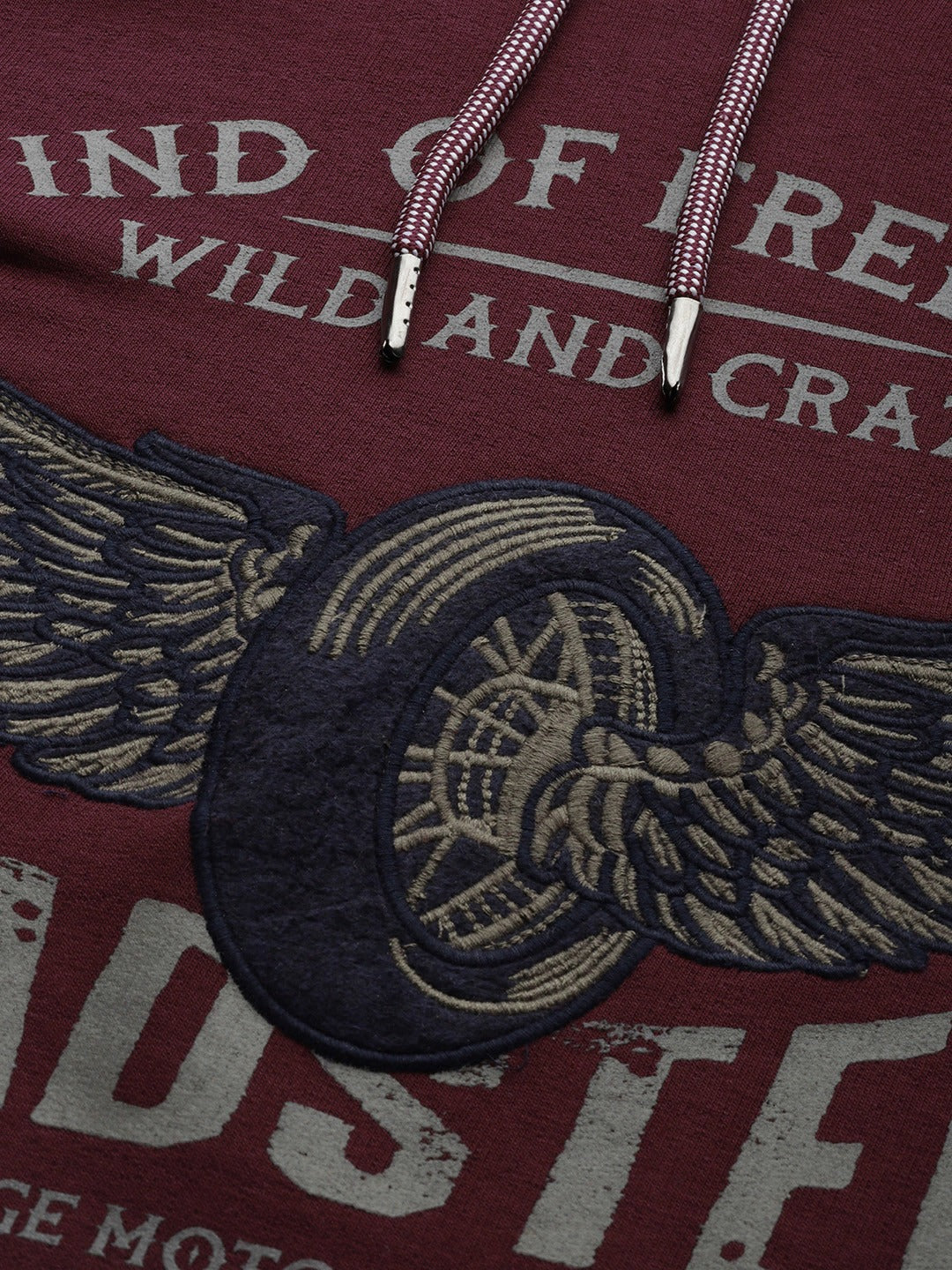 The Lifestyle Co Men Maroon Printed Hooded Sweatshirt