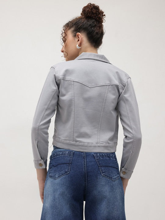 Women Crop Denim Jacket – Trendy Short-Length Outerwear for Pakistani Fashion | HARCHIZ