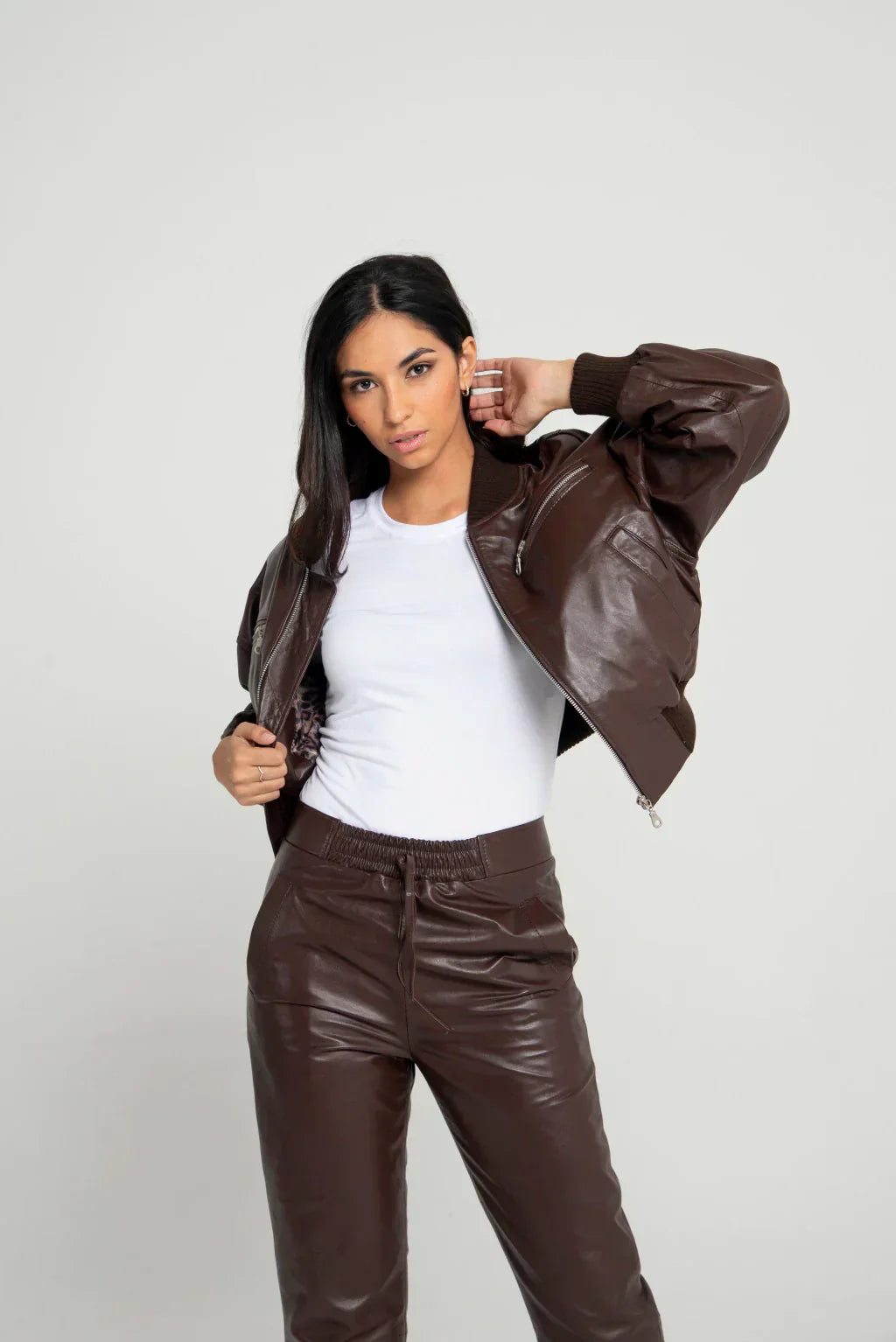 Ace Brown Women Bomber Leather Jacket