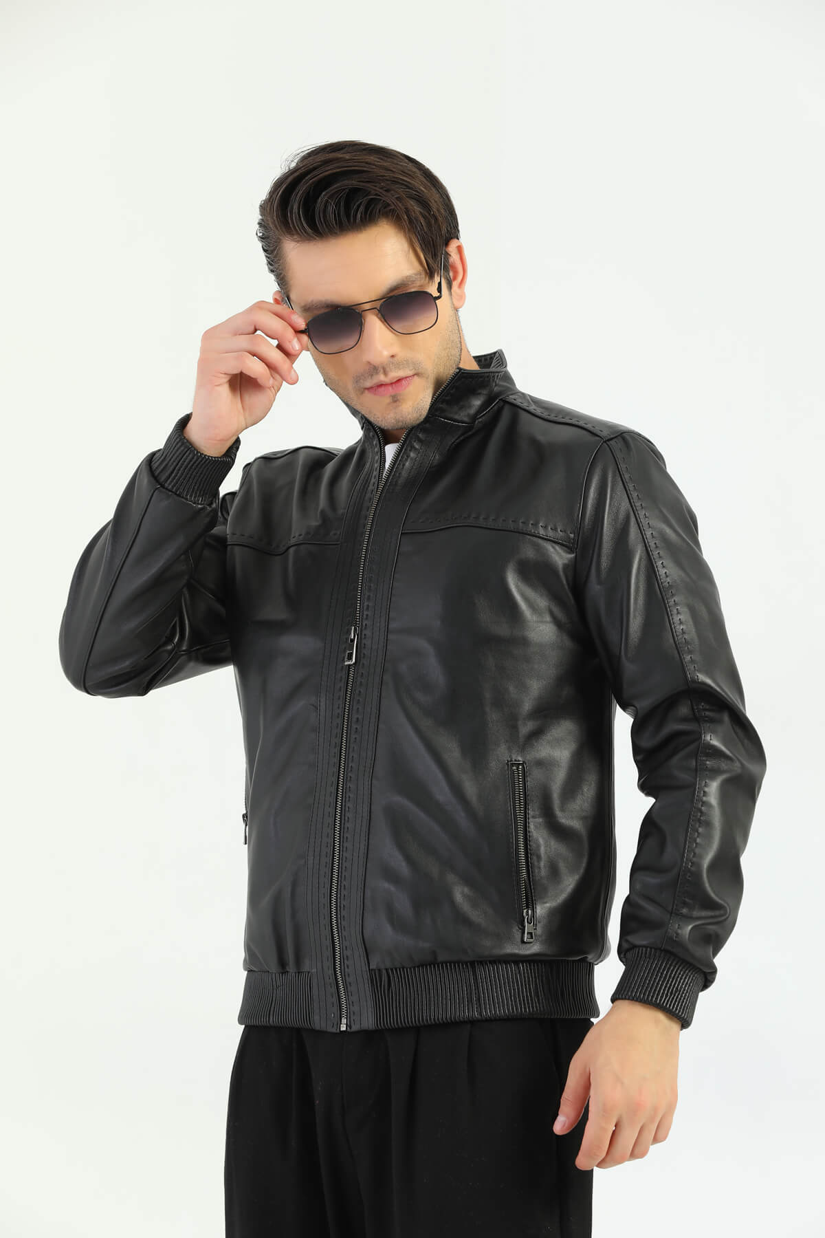 Ace Roslin Black Leather Jacket For Men's