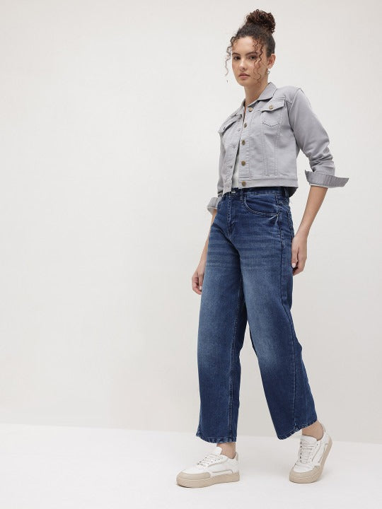 Women Crop Denim Jacket – Trendy Short-Length Outerwear for Pakistani Fashion | HARCHIZ