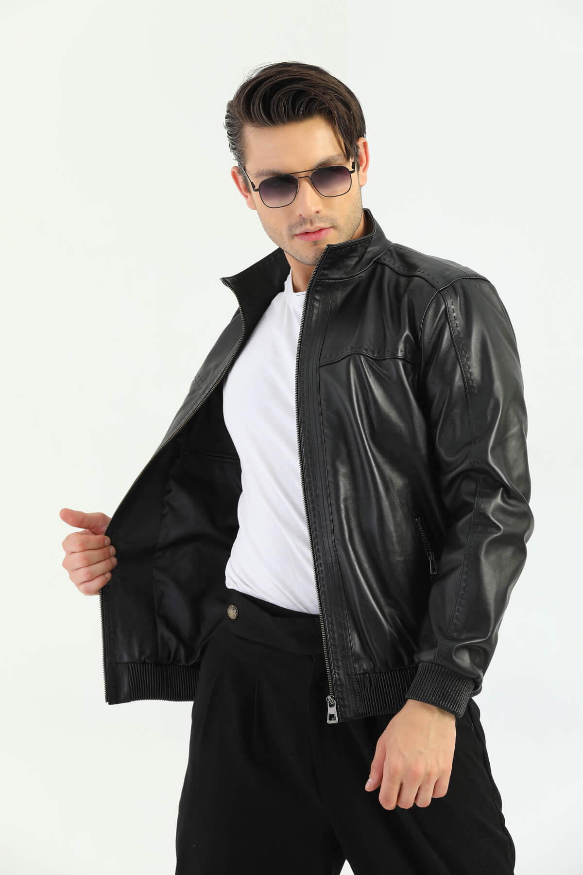 Ace Roslin Black Leather Jacket For Men's