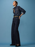 Women Rinse Blue Wide Leg Jeans – High Waist Loose Fit Denim for Everyday Wear in Pakistan | DOCACCA