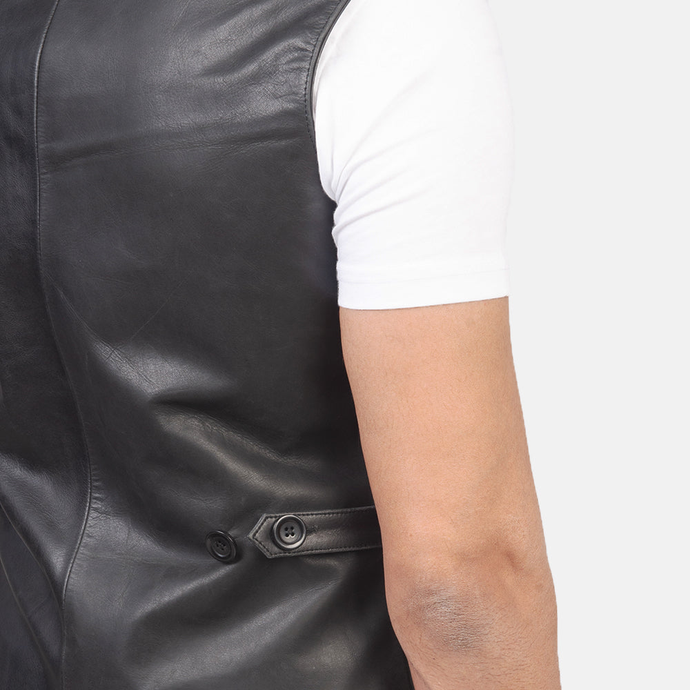 Black Premium Genuine Leather Vest